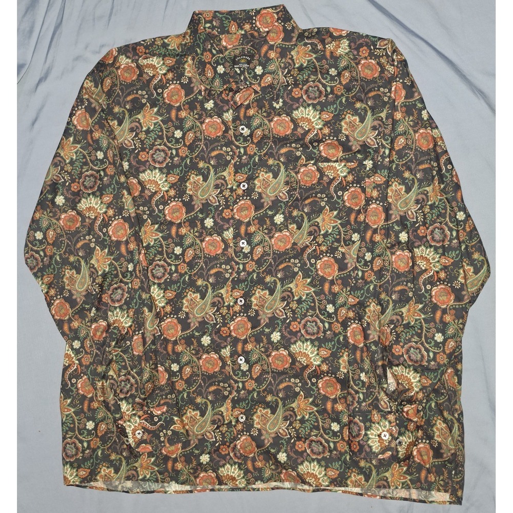 Solemare by Maus & Hoffman Men's Size XL Black Floral Paisley shirt‎ L/S EUC